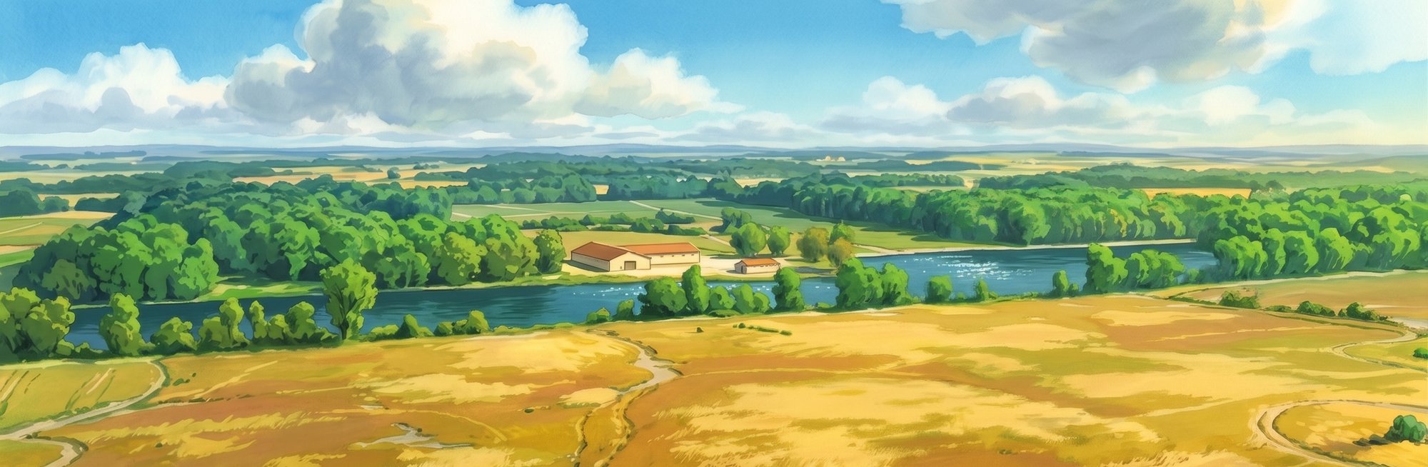 Farmland and river near the Mansfield site