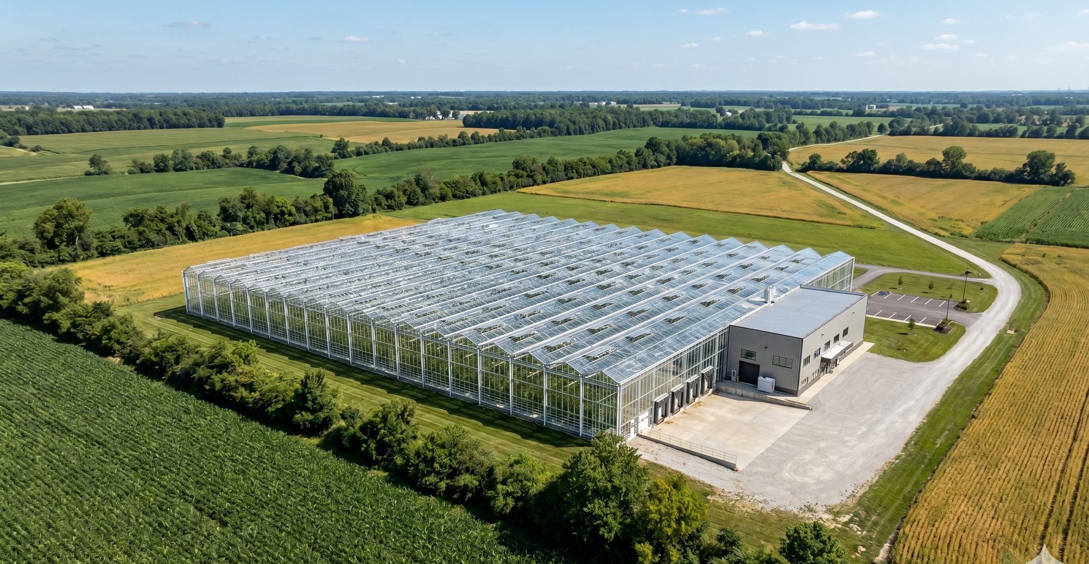 A glasshouse indoor farm beside the campus.
