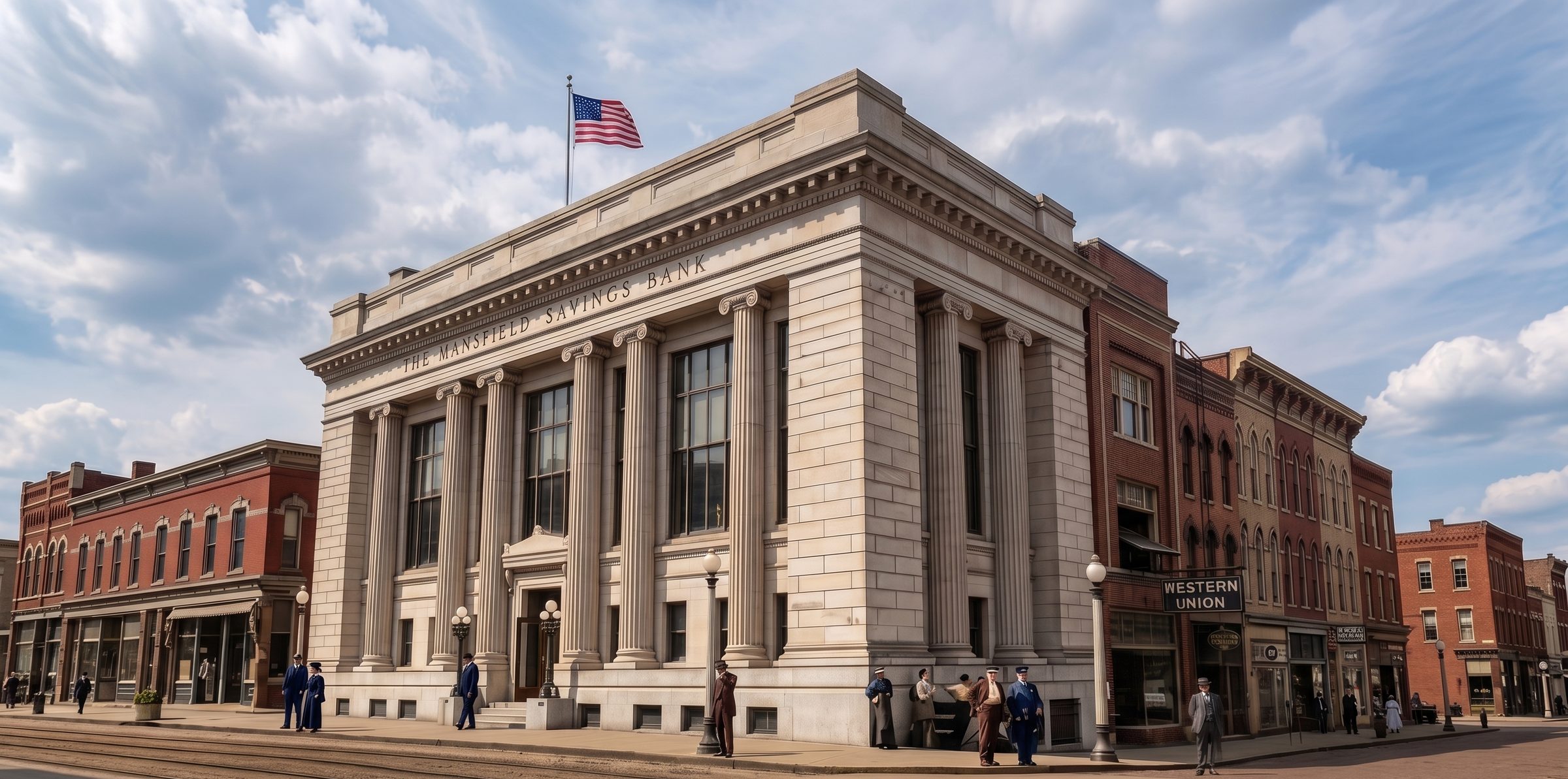 The Mansfield Savings Bank building in town.